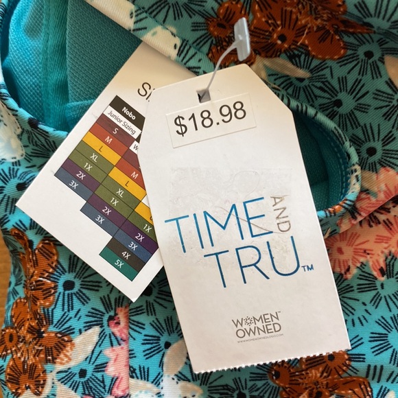 Time and Tru Teal Blue Floral Bikini - Picture 10 of 14